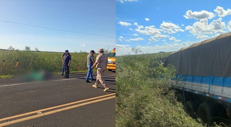 Camionero pierde la vida tras reventón de cubierta y posterior vuelco en Ñeembucú Camionero pierde la vida tras reventón de cubierta y posterior vuelco en Ñeembucú