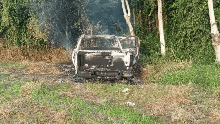 Investigan supuesta balacera que terminó con un auto incinerado en Alto Verá