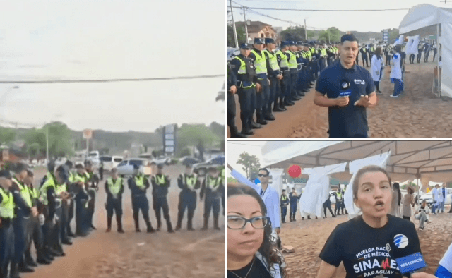 Día 5 de huelga: Agentes de la Policía rodean carpa de la resistencia de médicos en Itapúa